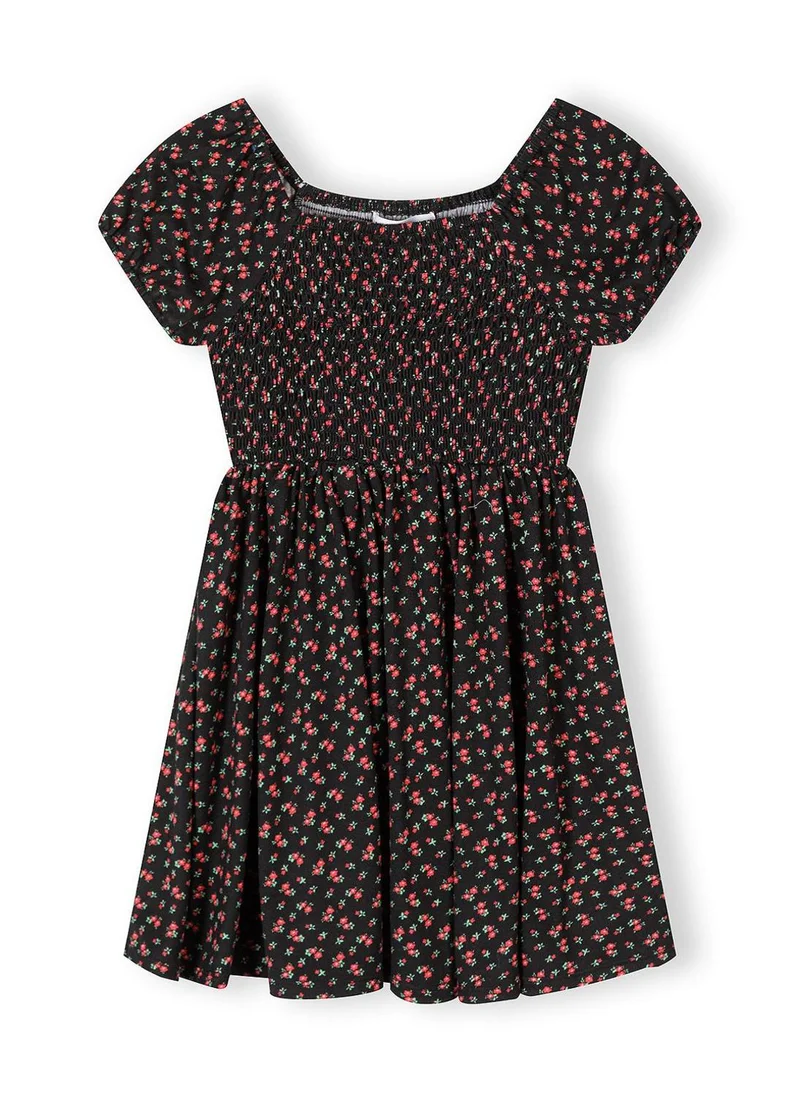 MINOTI Girls black floral short sleeve dress